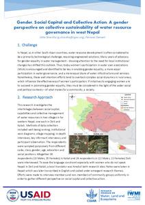 Gender, Social Capital and Collective Action: A gender perspective on collective sustainability of water resource governance in west Nepal