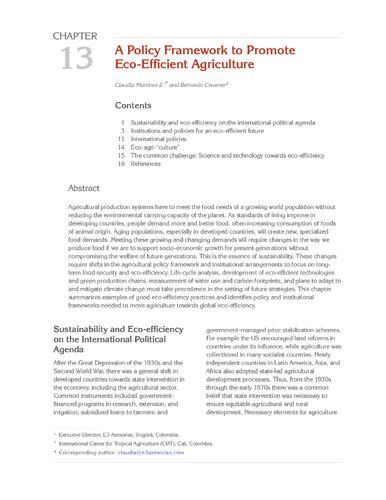 A policy framework to promote Eco-Efficient agriculture