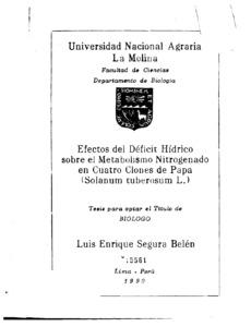 Efectos del déficit hídrico sobre el metabolismo nitrogenado en cuatro clones de papa (Solanum tuberosum L.)
