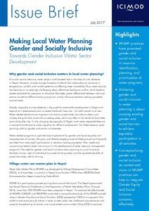 Making Local Water Planning Gender and Socially Inclusive: Towards Gender Inclusive Water Sector Development