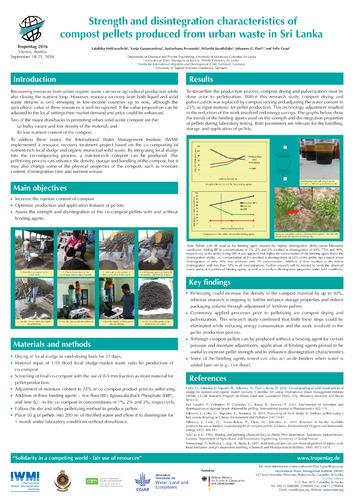 Strength and disintegration characteristics of compost pellets produced from urban waste in Sri Lanka