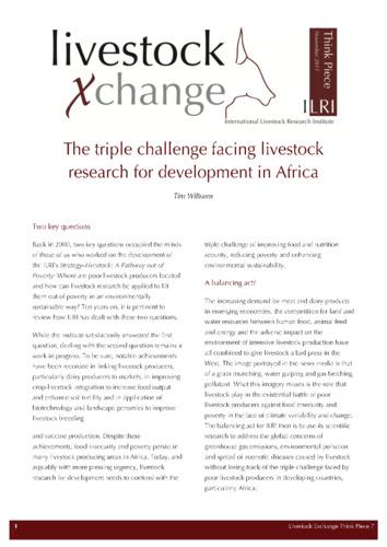 The triple challenge facing livestock research for development in Africa