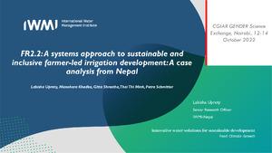 FR2.2: A systems approach to sustainable and inclusive farmer-led irrigation development: A case analysis from Nepal