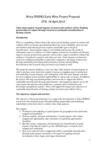 Value chain analysis of grain legumes in eastern and southern Africa: Building partnerships for impact through research on sustainable intensification of farming systems - Africa RISING early wins project proposal