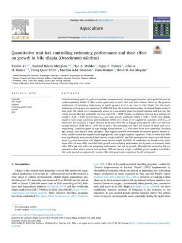 Quantitative trait loci controlling swimming performance and their effect on growth in Nile tilapia (Oreochromis niloticus)