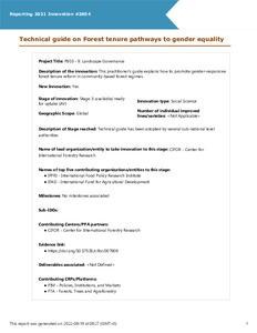 Technical guide on Forest tenure pathways to gender equality