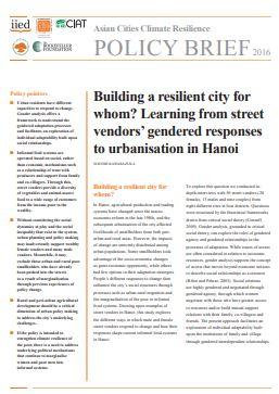 Building a resilient city for whom? Learning from street vendors' gendered responses to urbanisation in Hanoi.