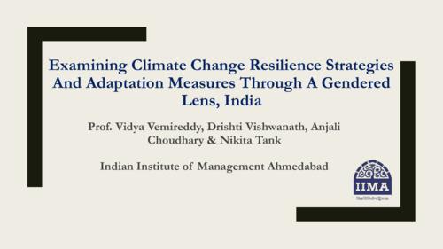 Examining climate resilience strategies and adaptation measures through a gendered lens in India