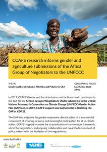 CCAFS research informs gender and agriculture submissions of the Africa Group of Negotiators to the UNFCCC