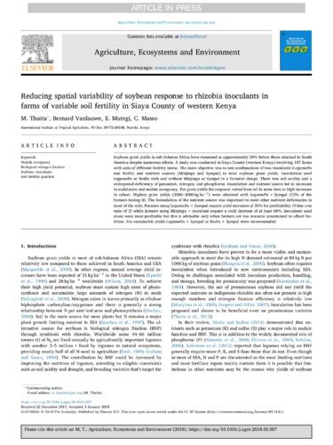 Reducing spatial variability of soybean response to rhizobia inoculants in farms of variable soil fertility in Siaya County of western Kenya