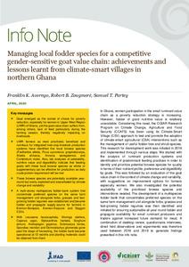Managing local fodder species for a competitive gender-sensitive goat value chain: achievements and lessons learnt from Climate-Smart Villages in northern Ghana