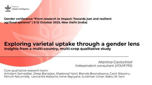 Exploring varietal uptake through a gender lens: Insights from a multi-country, multi-crop qualitative study