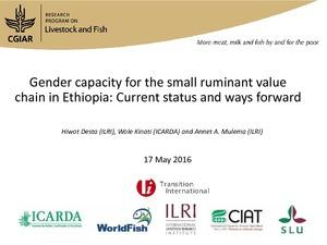 Gender capacity for the small ruminant value chain in Ethiopia: Current status and ways forward