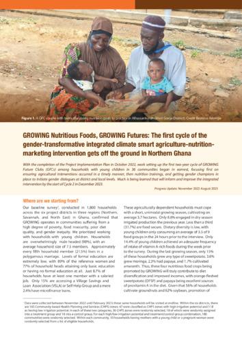 GROWING Nutritious Foods, GROWING Futures: The first cycle of the gender-transformative integrated climate smart agriculture-nutritionmarketing intervention gets off the ground in Northern Ghana