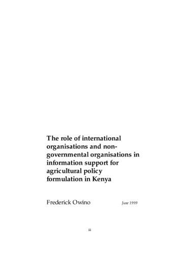 The role of international organisations and non-governmental organisations in information support for agricultural policy formulation in Kenya