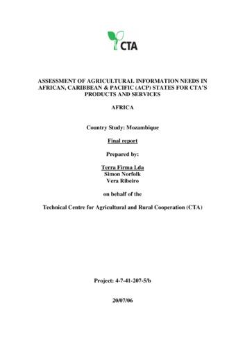 Assessment of agricultural information needs in African, Caribbean and Pacific (ACP) States for CTA’s Products and Services: Country Study: Mozambique