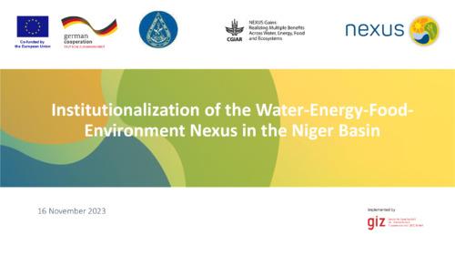 Institutionalization of the Water-Energy-Food  Environment Nexus in the Niger Basin