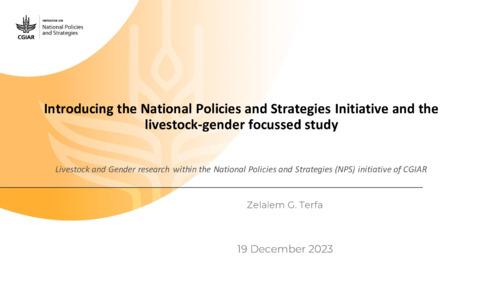 Introducing the National Policies and Strategies Initiative and the livestock-gender focussed study
