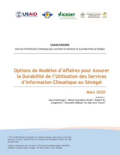 Options de Modèles d’Affaires pour Assurer la Durabilité de l’Utilisation des Services d’Information Climatique au Sénégal