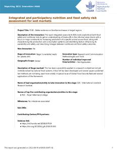 Integrated and participatory nutrition and food safety risk assessment for wet markets