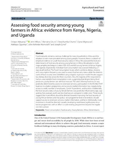 Assessing food security among young farmers in Africa: evidence from Kenya, Nigeria, and Uganda