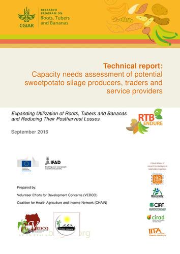 Technical Report: Capacity needs assessment of potential sweetpotato silage producers, traders and service providers.