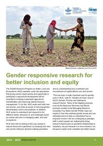 Gender responsive research for better inclusion and equity