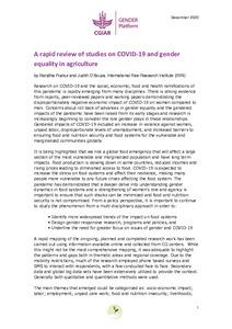 A rapid review of studies on COVID-19 and gender equality in agriculture