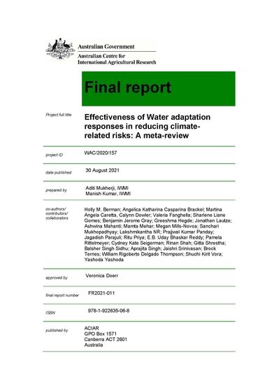 Effectiveness of water adaptation responses in reducing climate-related risks: a meta-review. Final report