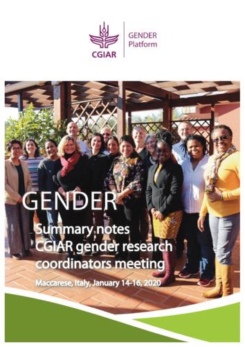 Summary notes: CGIAR gender research coordinators meeting, Maccarese, Italy, 14-16 January 2020