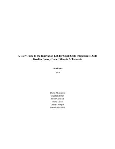 A user guide to the Innovation Lab for Small Scale Irrigation (ILSSI) baseline survey data: Ethiopia and Tanzania