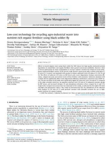 Low-cost technology for recycling agro-industrial waste into nutrient-rich organic fertilizer using black soldier fly