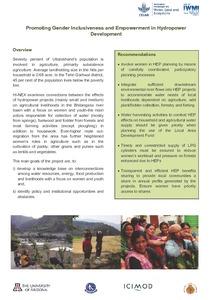 Promoting gender inclusiveness and empowerment in hydropower development