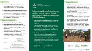 Better managed rangelands and more resilient pastoral systems through participatory rangeland management (PRM) in Tanzania