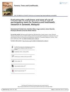 Evaluating the usefulness and ease of use of participatory tools for forestry and livelihoods research in Sarawak, Malaysia