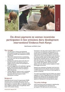 Do direct payments to women incentivize participation in low emissions dairy development interventions? Evidence from Kenya