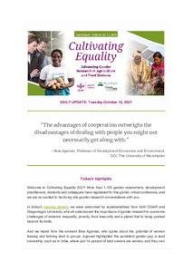 Cultivating Equality: Advancing Gender Research in Agriculture and Food Systems - Daily Update, Tuesday, 12 October 2021