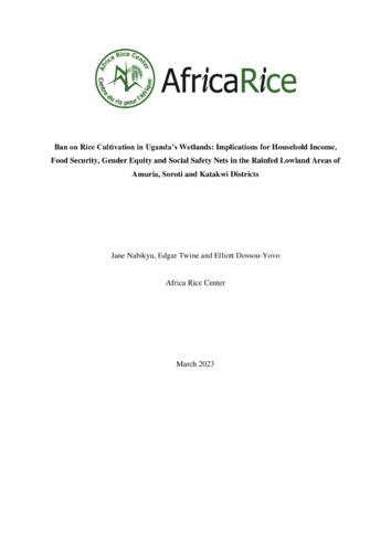 Ban on Rice Cultivation in Uganda’s Wetlands: Implications for Household Income, Food Security, Gender Equity and Social Safety Nets in the Rainfed Lowland Areas of Amuria, Soroti and Katakwi Districts