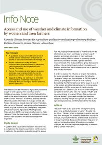 Access and use of weather and climate information by women and men farmers: Rwanda Climate Services for Agriculture qualitative evaluation preliminary findings