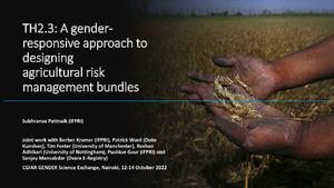 TH2.3: A gender-responsive approach to designing agricultural risk management bundles