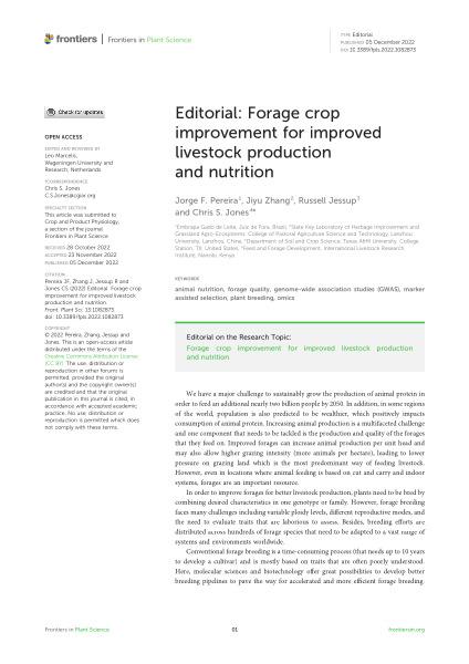 Editorial: Forage crop improvement for improved livestock production and nutrition