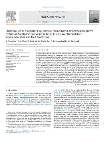 Identification of a superior dual purpose maize hybrid among widely grown hybrids in South Asia and value addition to its stover through feed supplementation and feed processing