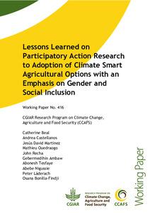 Lessons Learned on Participatory Action Research to Adoption of Climate Smart Agricultural Options with an Emphasis on Gender and Social Inclusion