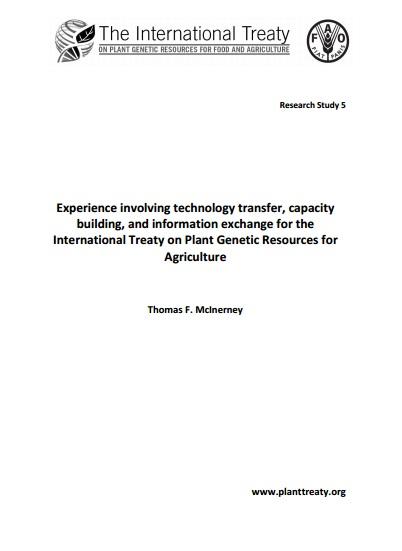 Experience involving technology transfer, capacity building, and information exchange for the International Treaty on Plant Genetic Resources for Agriculture