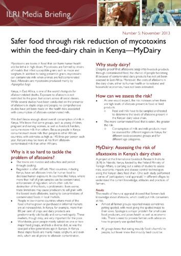 Safer food through risk reduction of mycotoxins within the feed-dairy chain in Kenya