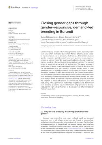 Closing gender gaps through gender-responsive, demand-led breeding in Burundi