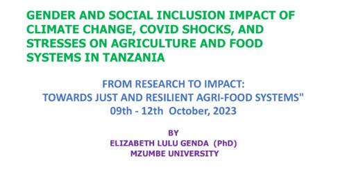 Gender and social inclusion impact of climate change, COVID shocks and stresses on agriculture and food systems in Tanzania: The case of Maasai women in Chalinze district