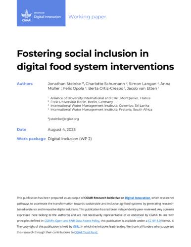 Fostering social inclusion in digital food system interventions