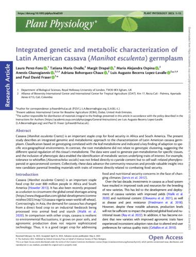 Integrated genetic and metabolic characterization of Latin American cassava (Manihot esculenta) germplasm