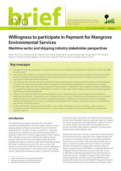 Willingness to participate in Payment for Mangrove Environmental Services: Maritime sector and shipping industry stakeholder perspectives